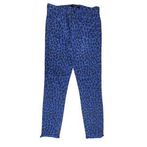 J BRAND  Blue Royal Jaguar Print Mid Rise Crop Ankle Skinny Jeans Size 28"